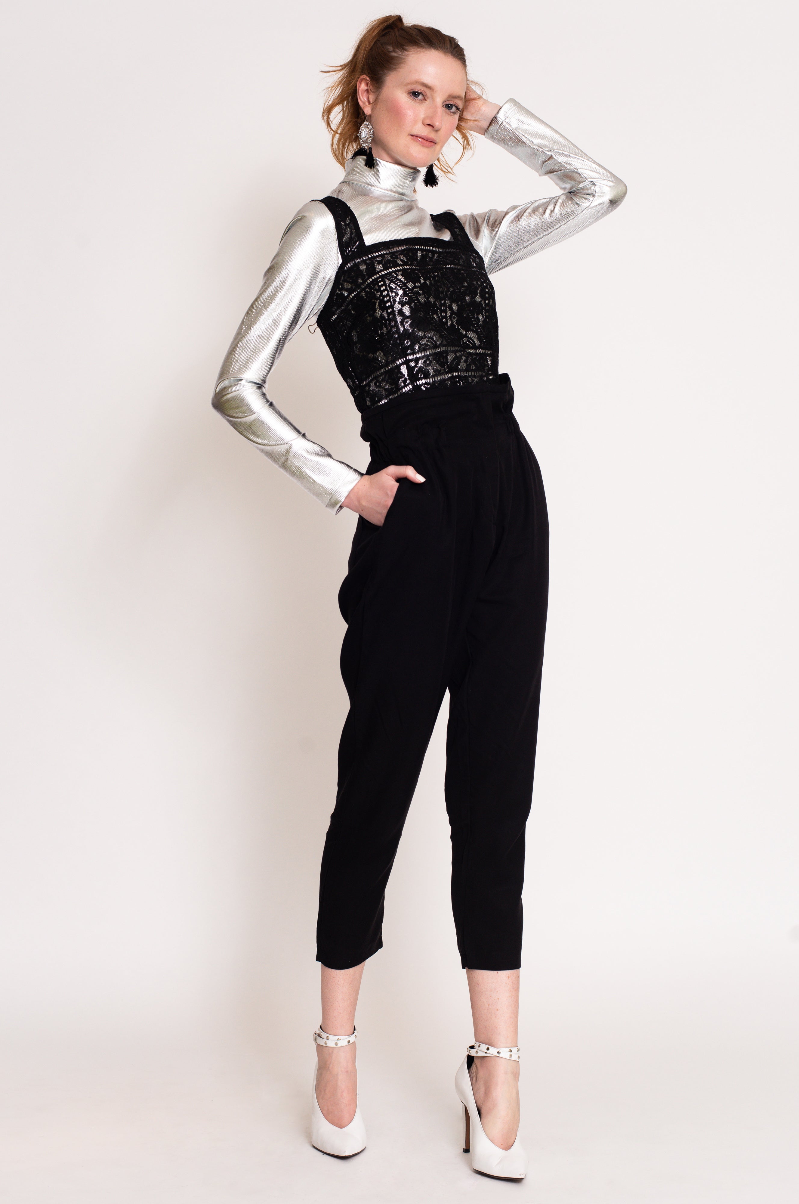 Cropped Lace Preto