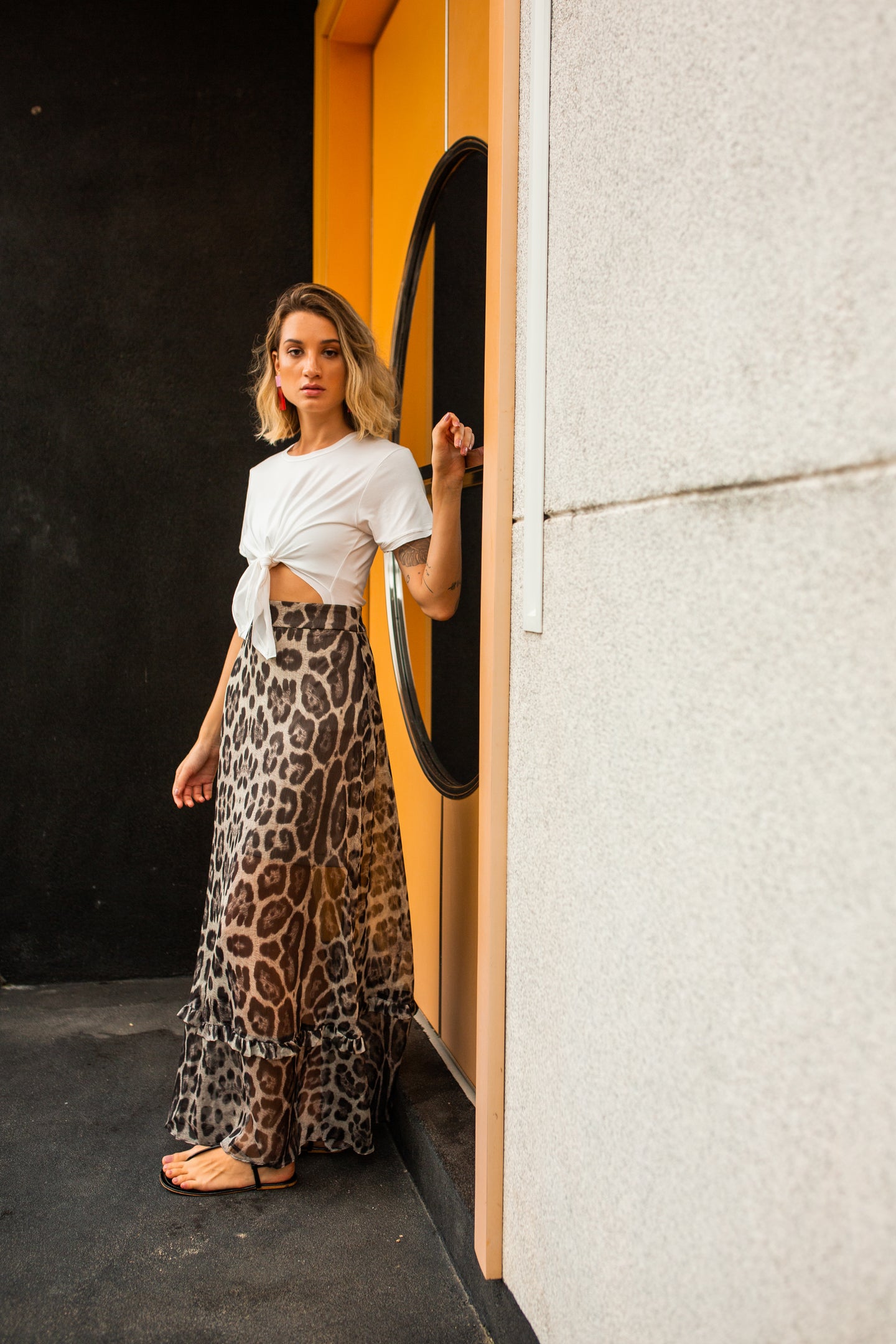 Saia Leopard Cinza